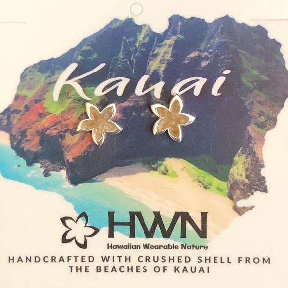 HWN Sterling Silver Kauai crushed shell stud earrings - Picture 7 of 7